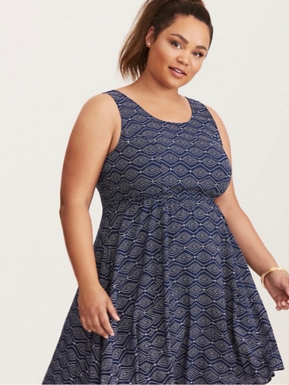 Torrid open back challis dress - blue/white - tank - 2X